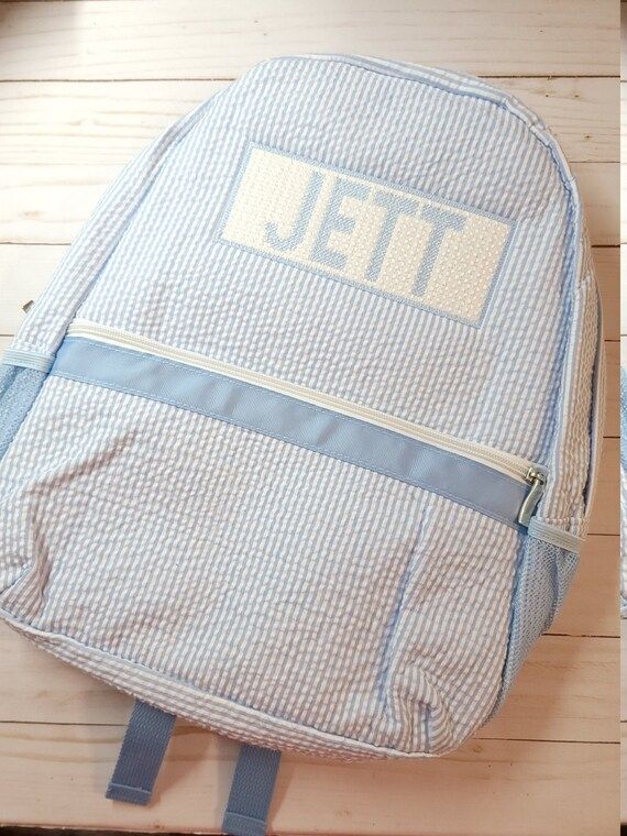 Personalized Seersucker Backpack Diaper Bag Boy Birthday - Etsy | Etsy (US)