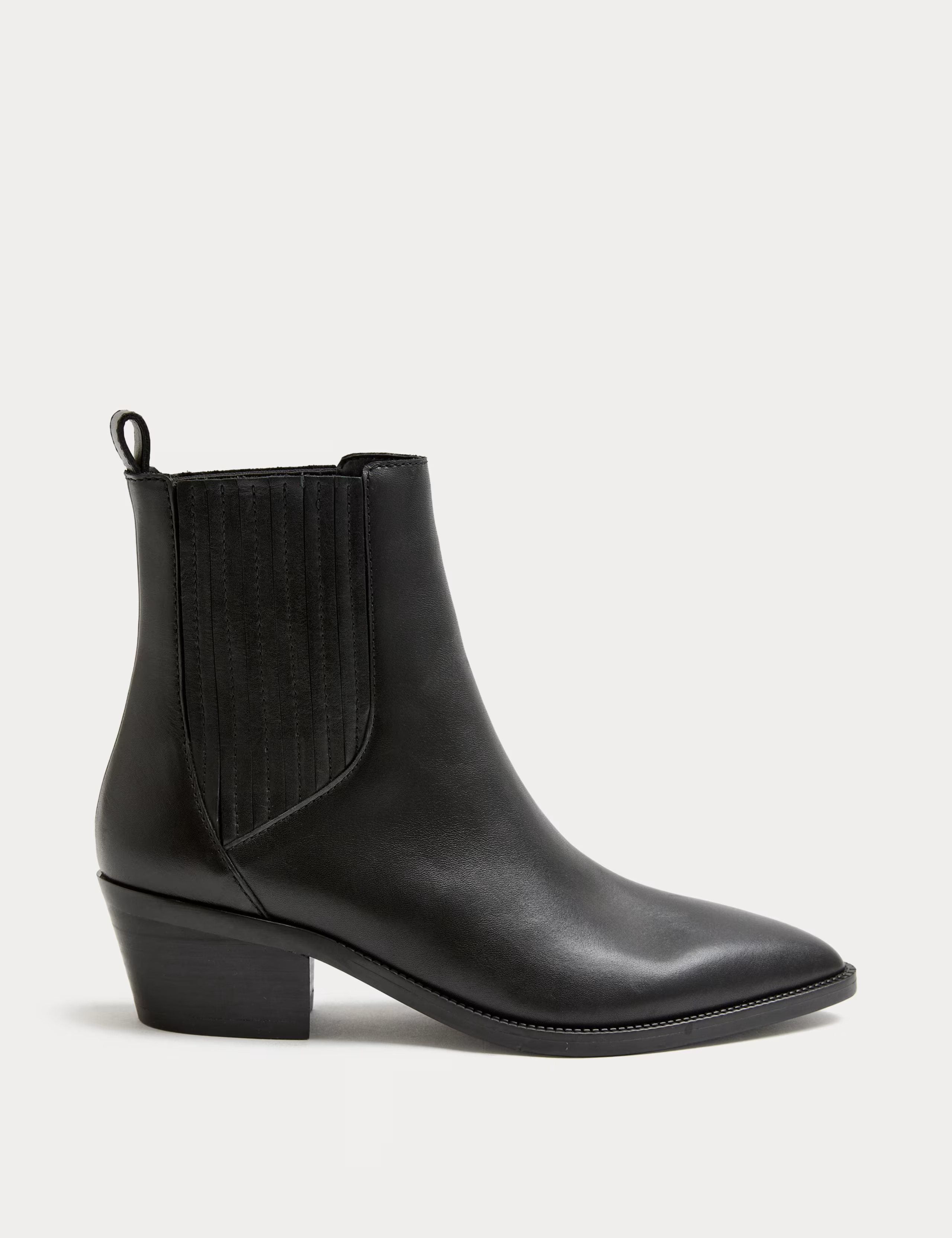 Leather Cowboy Block Heel Pointed Ankle Boots | M&S | M&S | Marks & Spencer (UK)