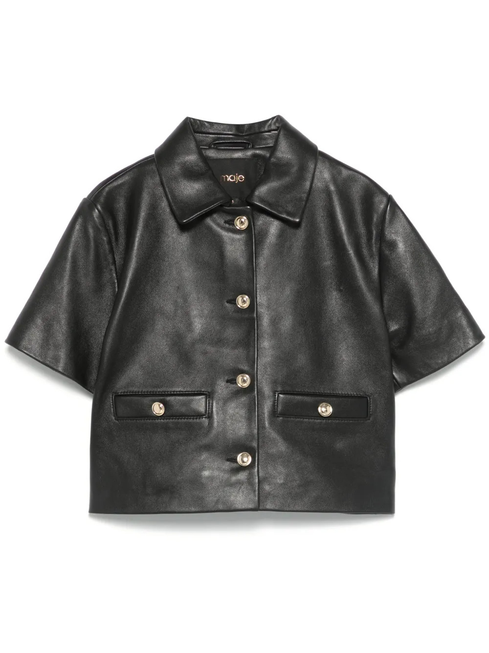 Maje Leather Jacket | Black | FARFETCH BE | Farfetch Global