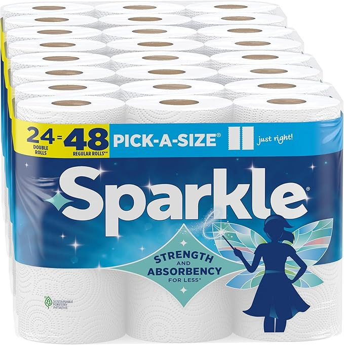 Sparkle Pick-A-Size Paper Towels, 24 Double Rolls (2,640 Sheets Total) - Strong 2-Ply Towels for ... | Amazon (US)