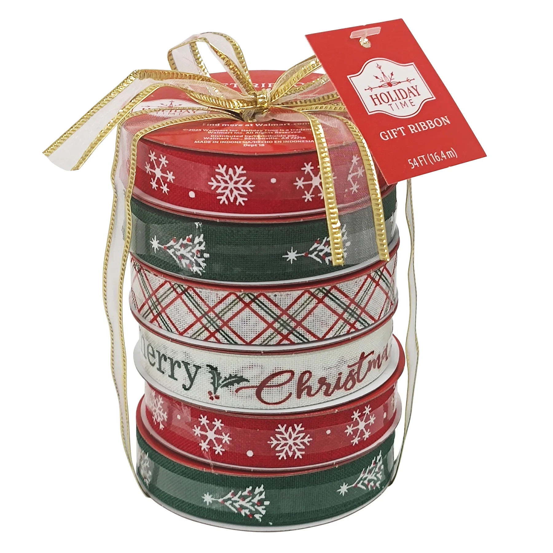 Assorted Red, White, and Green Christmas Ribbon, 9', 6 Count, by Holiday Time | Walmart (US)
