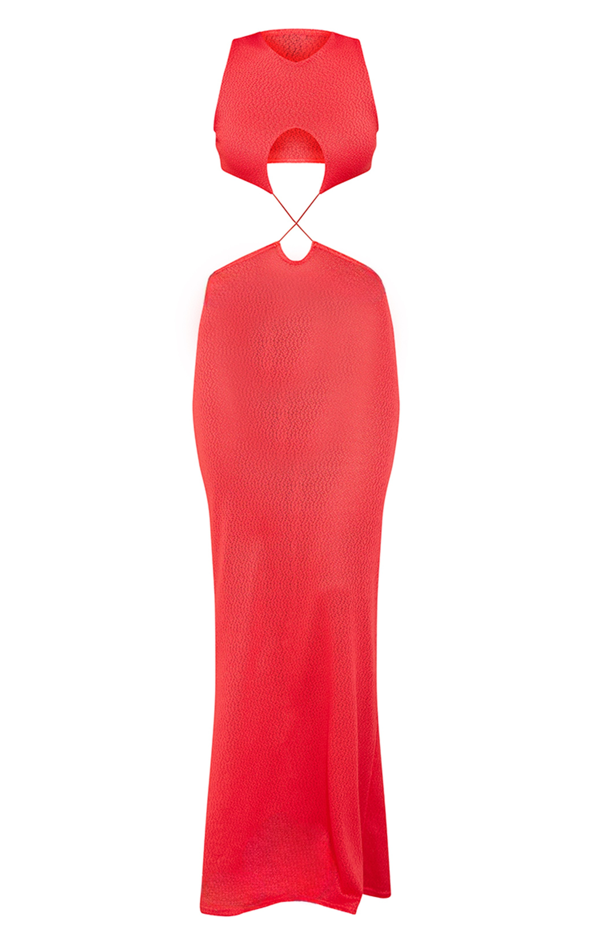 Tomato Red Textured Cut Out Cross Front Maxi Dress | Dresses | Pretty Little Thing (Australia & New Zealand)