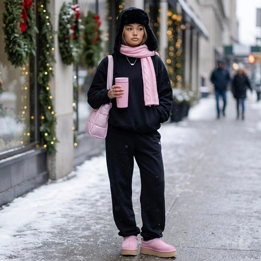 Snowy errand run kind of morning 🤍
I threw on an all-black sweatsuit Skims x Northface (S) with pink Ugg winter boots, a Aerie pink scarf, and my go-to Kate Spade puffer tote — the easiest cozy winter outfit for walking around the city, grabbing coffee, and staying warm without trying too hard. This is one of those winter errands outfits that feels comfortable but still put together, especially when it’s cold and snowing out. Everything I’m wearing is linked below if you want to shop this cozy winter street-style look ✨❄️

#LTKHoliday #LTKdayinmylife #LTKSeasonal