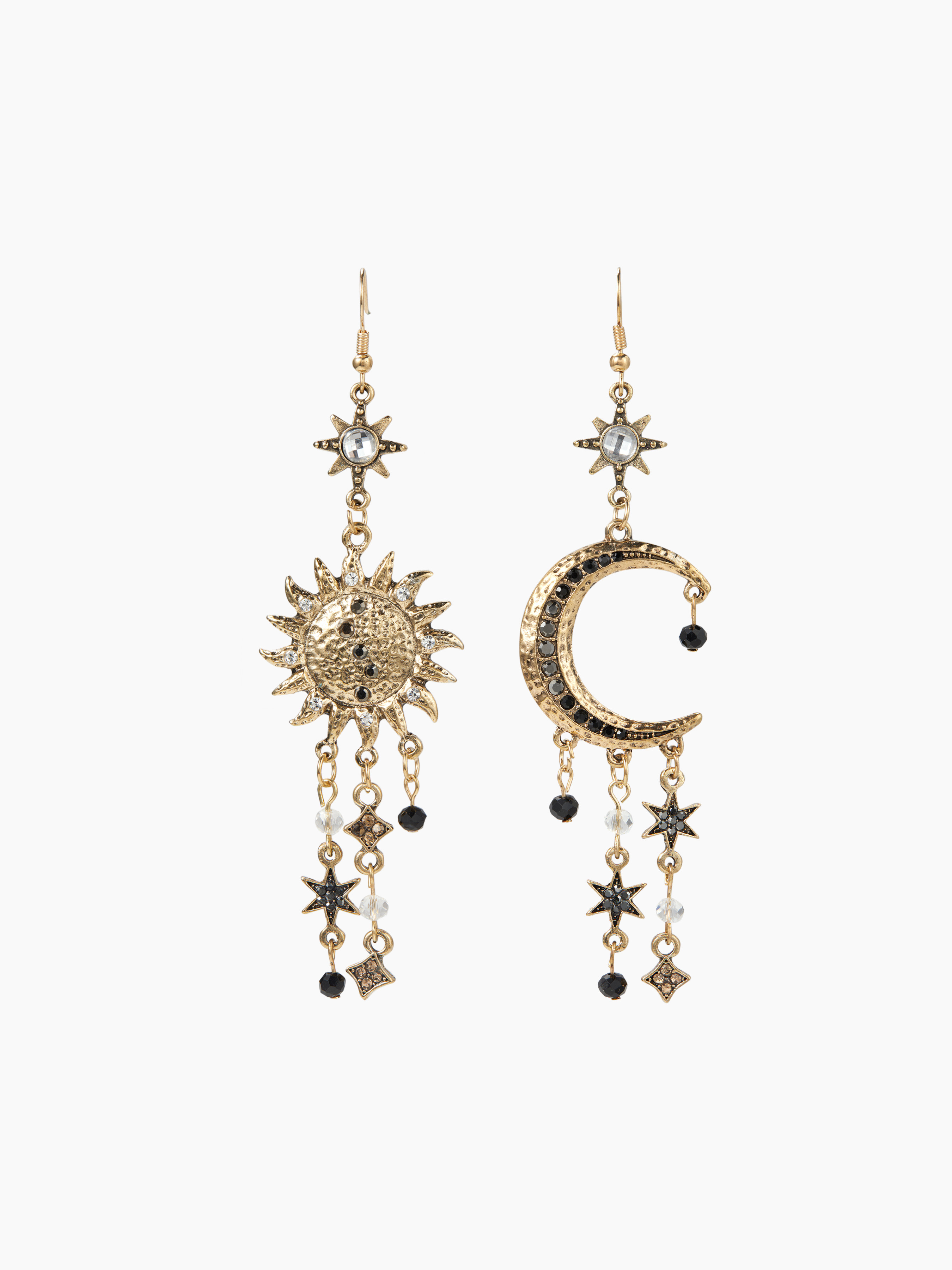 SUN & MOON & STAR & RHINESTONE DECOR EARRINGS For Daily Casual Music Festival/Live House Vacation | Cider