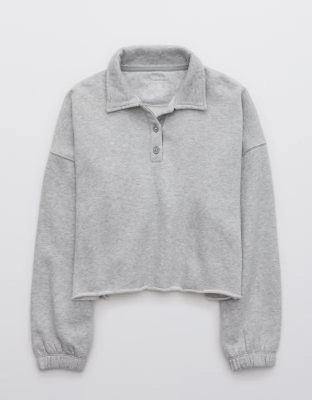 Aerie Fleece-Of-Mind Cropped Polo Sweatshirt | American Eagle Outfitters (US & CA)