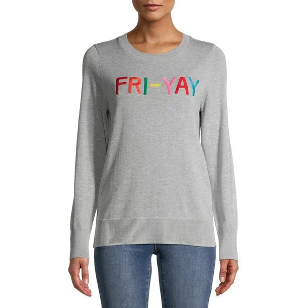 Time and Tru Women's Fri-Yay Sweater | Walmart (US)