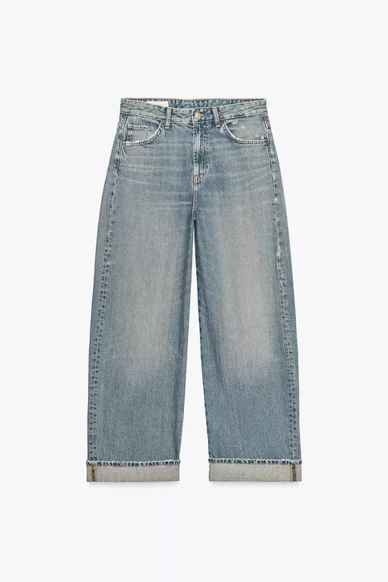 TRF MID-RISE BAGGY FOLDED JEANS | Zara US