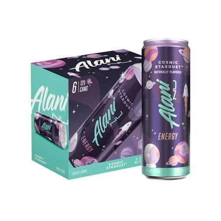 Alani Nu Sugar Free Energy Drink, Cosmic Stardust, 12 fl oz, 6 Pack, Cans, 200mg Caffeine | Walmart (US)