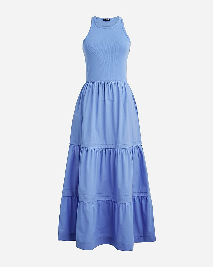 Vintage rib high-neck cutaway tank dress with poplin skirt | J. Crew US