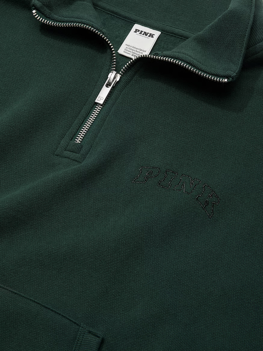 Buy Ivy Fleece Quarter-Zip Sweatshirt, Heathered Bright Vermillion Woven Shine - Order Hoodies & ... | Victoria's Secret (US / CA )