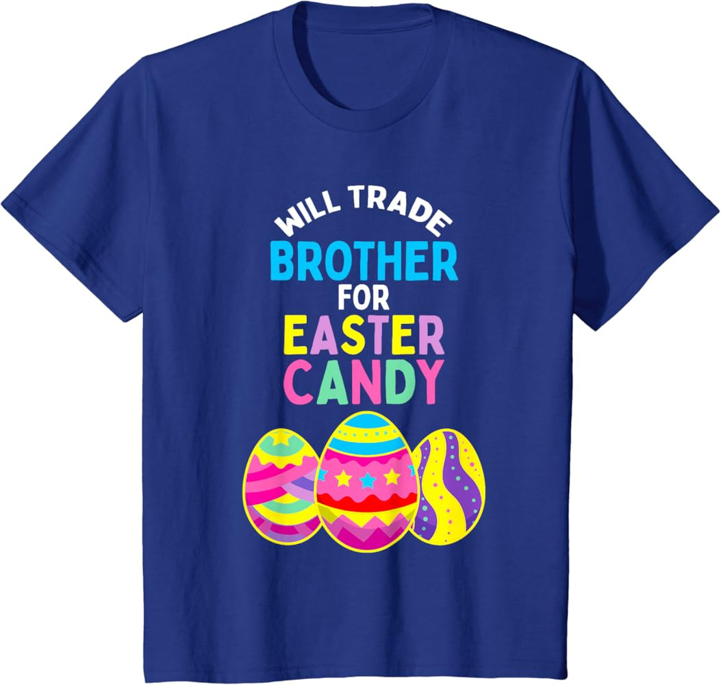 Will Trade Brother for Easter Candy Eggs - Camiseta para niños y niñas, Negro, S | Amazon (US)