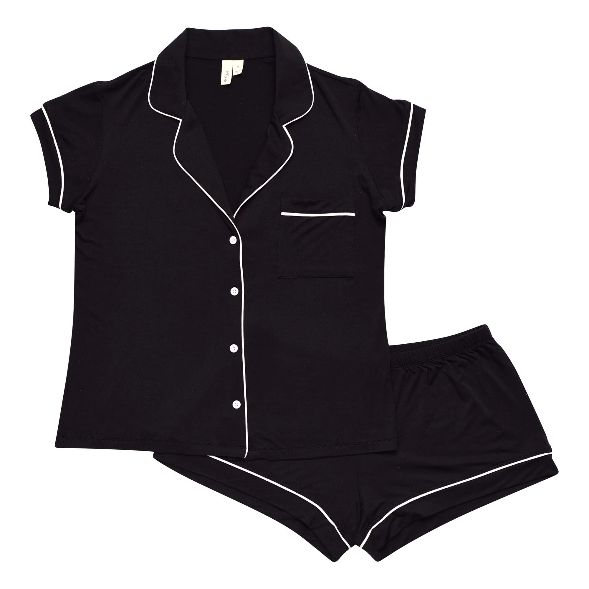 Women’s Short Sleeve Pajama Set in Midnight with Cloud Trim | Kyte BABY