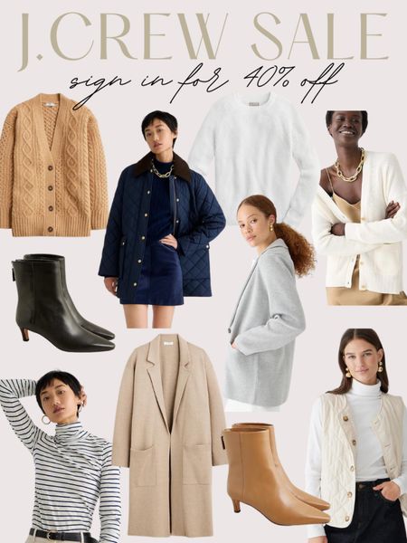J.Crew private sale. Sign in for 40% off (just need an email). Lots of great fall cardigans, sweaters, blazers. 

Fall style, fall outfits, sweaters, fall outerwear, boots 

#LTKSeasonal #LTKfindsunder100 #LTKsalealert