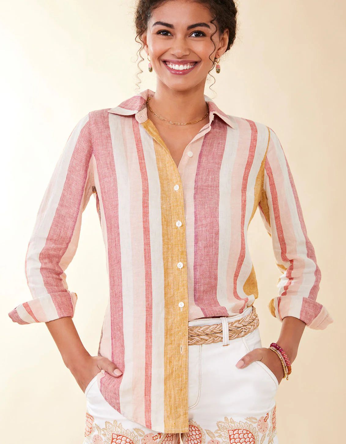 Callie Linen Shirt Callawassie Cabana Stripe | Spartina 449