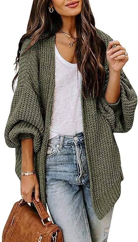 Meetrendi Womens Open Front Cardigan Sweaters Oversized Chunky Knit Drape Long Sleeve Boyfriend Outw | Amazon (US)