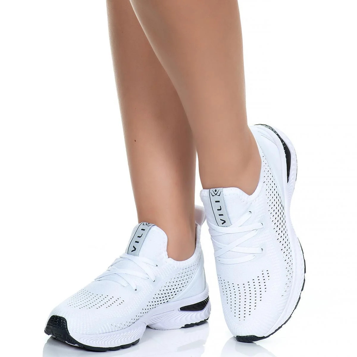 Tênis Branco Feminino Vili para Treino Academia Caminhada - Branco+Preto | Netshoes (BR)