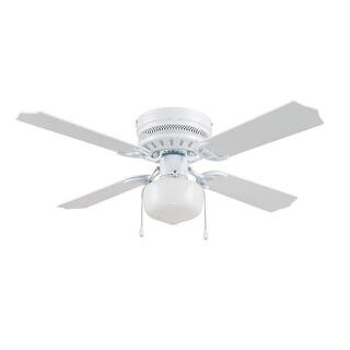 The Home Depot 42 in. Indoor Hugger Mount Torrey Ceiling Fan, 4 Blades, White 32156 - The Home De... | The Home Depot