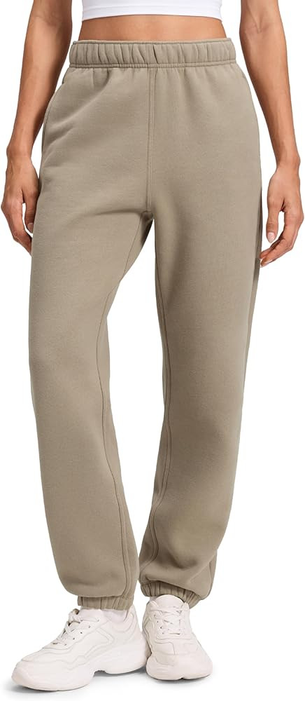 CRZ YOGA Cotton Fleece Lined Jogger Sweatpants Women 28" - Casual Lounge Travel Pants with Pocket... | Amazon (US)