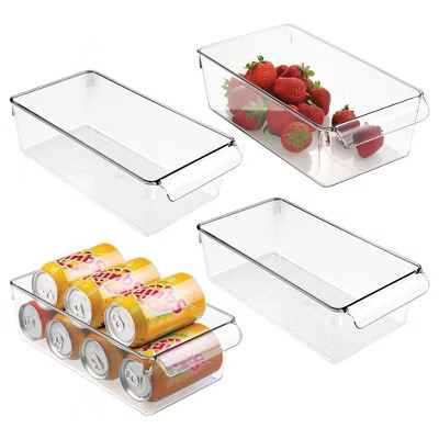 iDesign Fridge Storage Tray with Handle - Set of 4 - Clear | Target