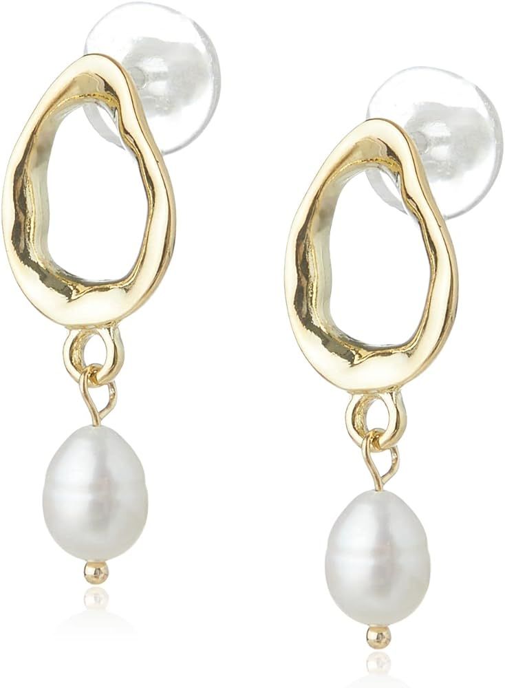 Zovie Elegant and Intellectual Pearl Drop Earrings 18k Gold Plated for Women | Amazon (US)