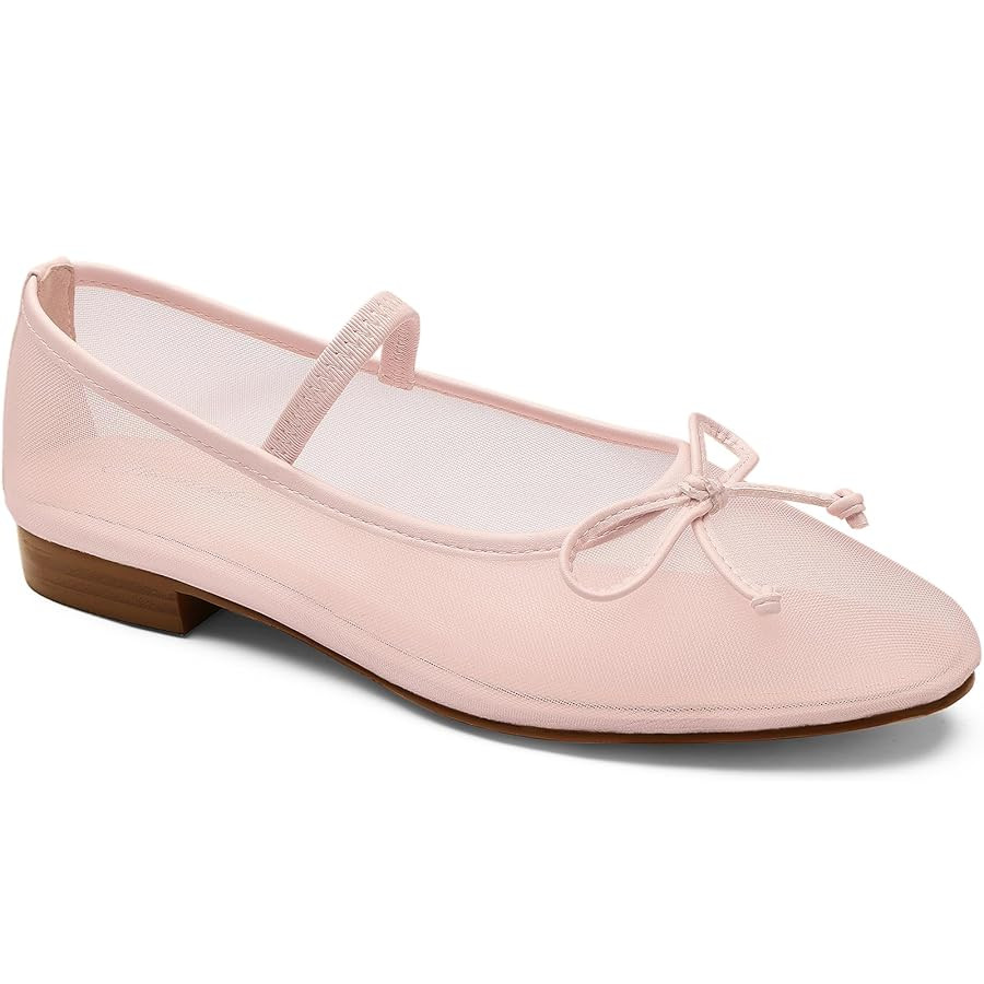 MUCCCUTE Mesh Ballet Flats for Women Round Toe Mesh Mary Jane Flats Shoes with Strap Ballerina Sh... | Amazon (US)