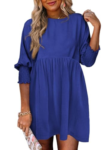 Dokotoo Womens Fall Dresses 2025 Casual Tunic Dress Short Sleeve Crew Neck Flowy Babydoll Dress | Amazon (US)