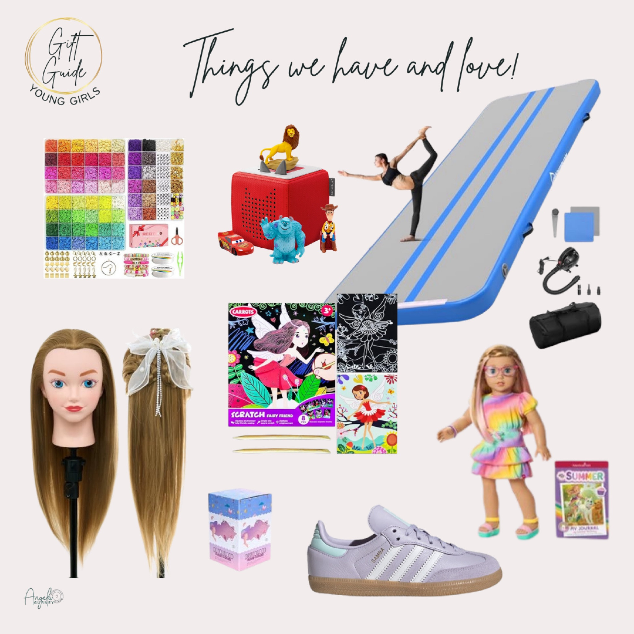 Tried and true things my daughters 6 and 9 love! 

Tumble track
Tonies
Hair mannequin 
Sambas
Bead kit
American Girl Doll