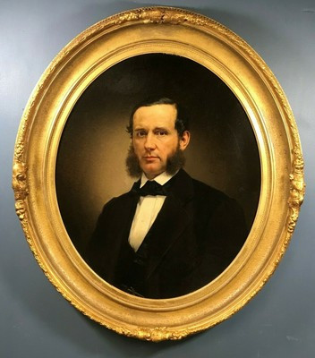Large 19th Portrait Painting of Gentleman in Oval Gilded Frame  | eBay | eBay AU