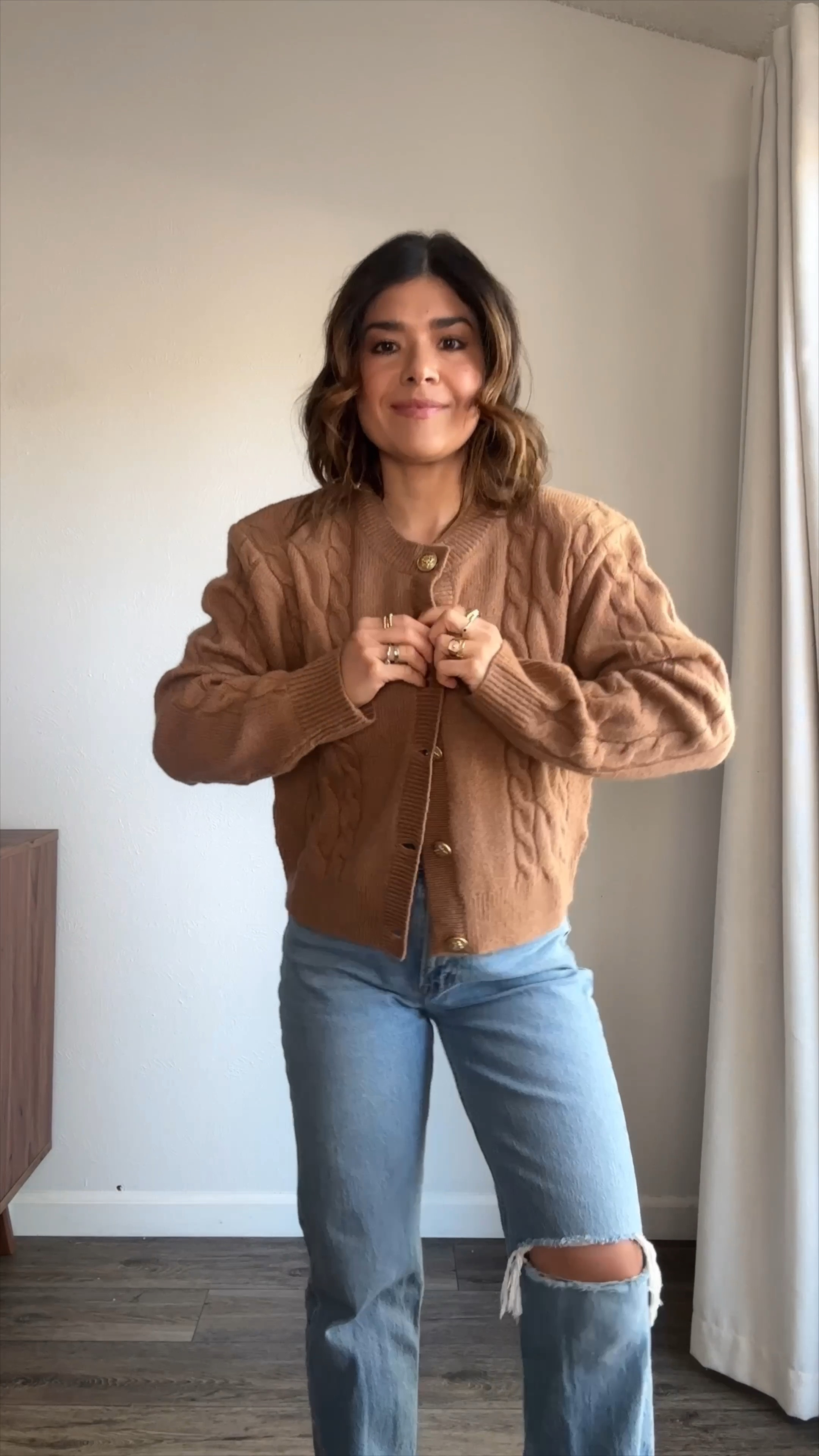 Take 50% off my favorite brown cardigan! 
Cardigan size xs
Jeans size 24 regular

#LTKWatchNow #LTKHoliday #LTKCyberWeek