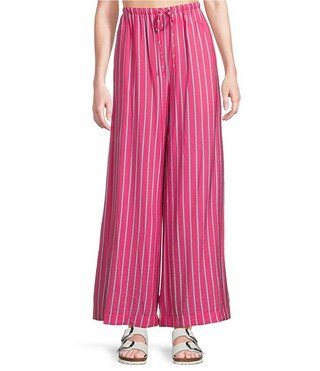 Coordinating Striped Pocketed Pull-On Wide Pants | Dillard's