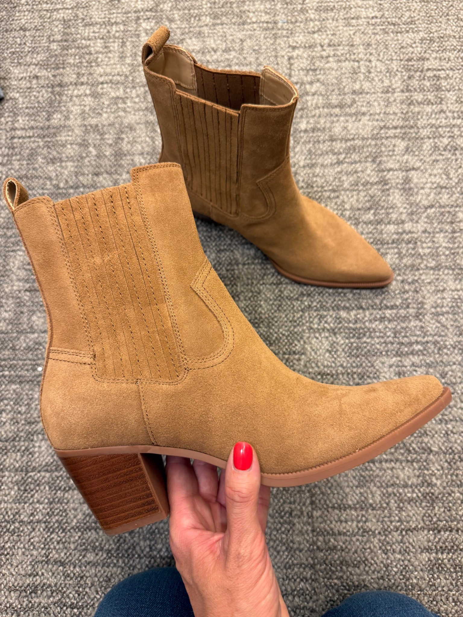 The booties I snagged from
The nsale still in stock! They run tts unless you have a wide foot then I’d go up 
The shade is the perfect neutral that will go with everything! 

#LTKSaleAlert #LTKShoeCrush #LTKFindsUnder100