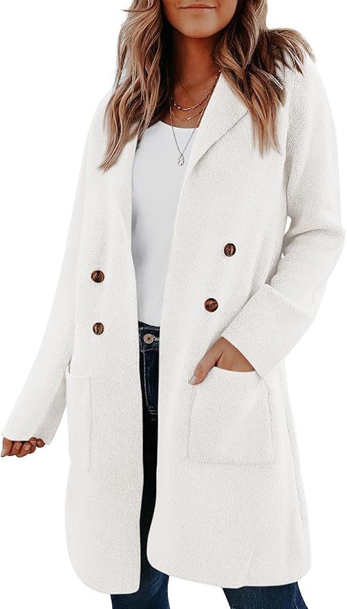 KIRUNDO Cardigan Sweaters for Women 2024 Fall Fashion Open Front Warm Thick Long Winter Jacket wi... | Amazon (US)