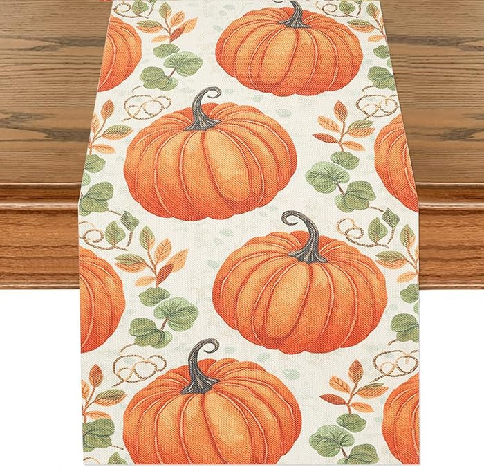 Amazon.com: Fall Thanksgiving Table Runner, Pumpkin Autumn Harvest Seasonal Table Runner, Autumn ... | Amazon (US)
