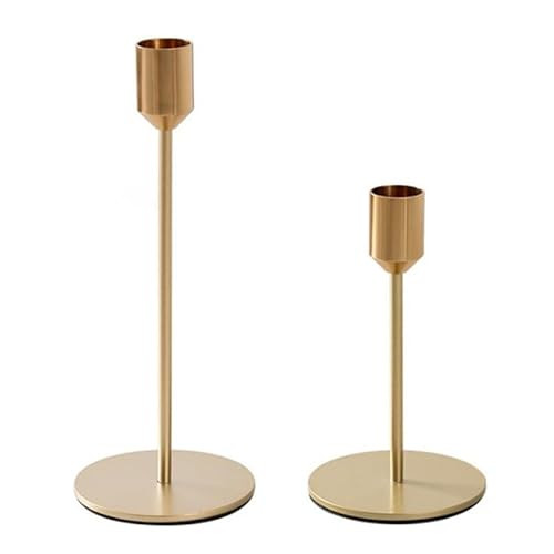 BWRMHME New Modern Metal Gold Candlestick Holders Wedding Decoration Skinny Tapered Candlestick Holder Home Decor Bar Party Candle Holders (S+L) | Amazon (US)