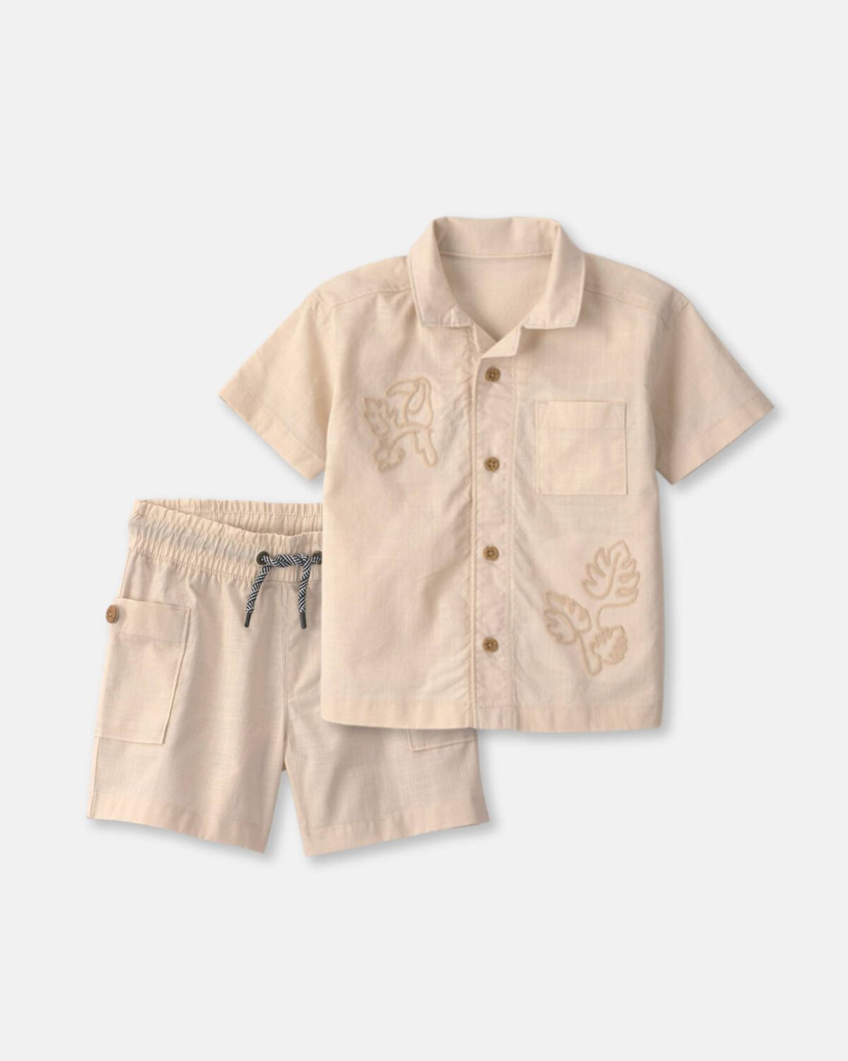 Toddler Boy 2-Piece Toucan Embroidered Top & Short Set - Khaki | Carter's Inc