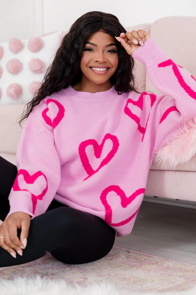 Love You Forever Pink Heart Sweater | Pink Lily