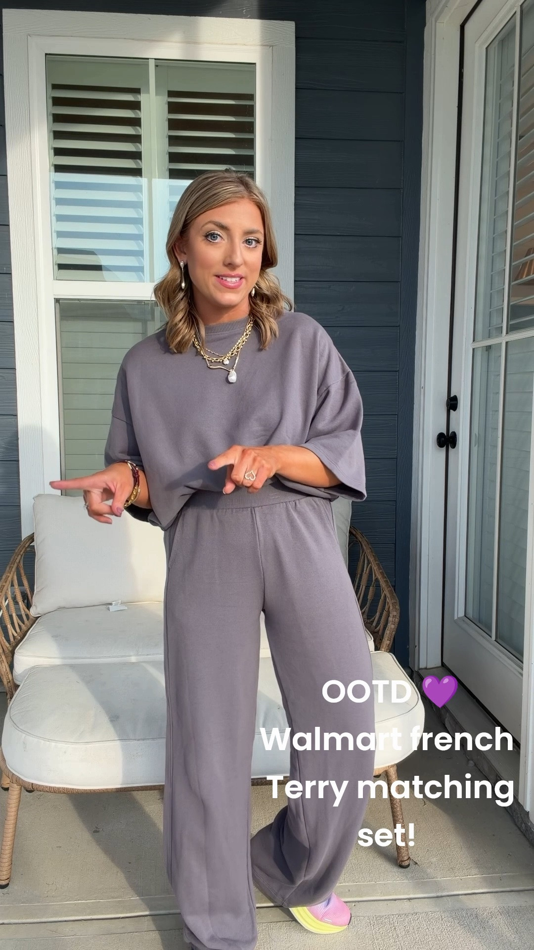 Comfy Walmart OOTD 💜 This French terry matching set is SO good—the perfect elevated comfy outfit for school drop-off, errands, travel days, or just everyday wear! The pants were just RESTOCKED, and I’m seriously debating which color I need to grab this French terry tee in next. 🙌 Both pieces run TTS and are so easy to mix and match with other closet staples.

Finished the look with the cutest Walmart sneakers and Walmart jewelry for an easy head-to-toe Walmart outfit that looks put together while still being incredibly comfy!

#walmartfashion #walmartfinds #walmartstyle #walmartoutfit #walmartootd #walmartfashionfinds #walmartnewarrivals #affordablefashion #affordablestyle #matchingSet #comfyoutfit #casualoutfit #everydaystyle #momstyle #ootdinspo #falloutfitideas

#LTKootd #LTKmomlife #LTKPetite