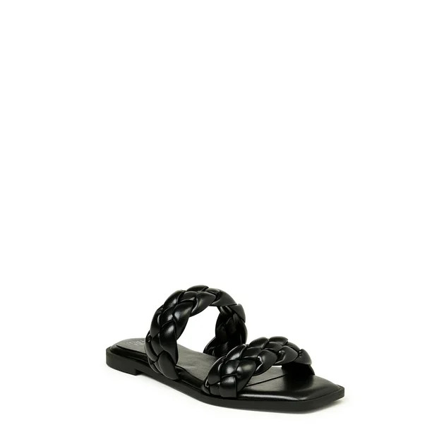 Time and Tru Women's Braided Two Band Sandals - Wide Widths Available - Walmart.com | Walmart (US)