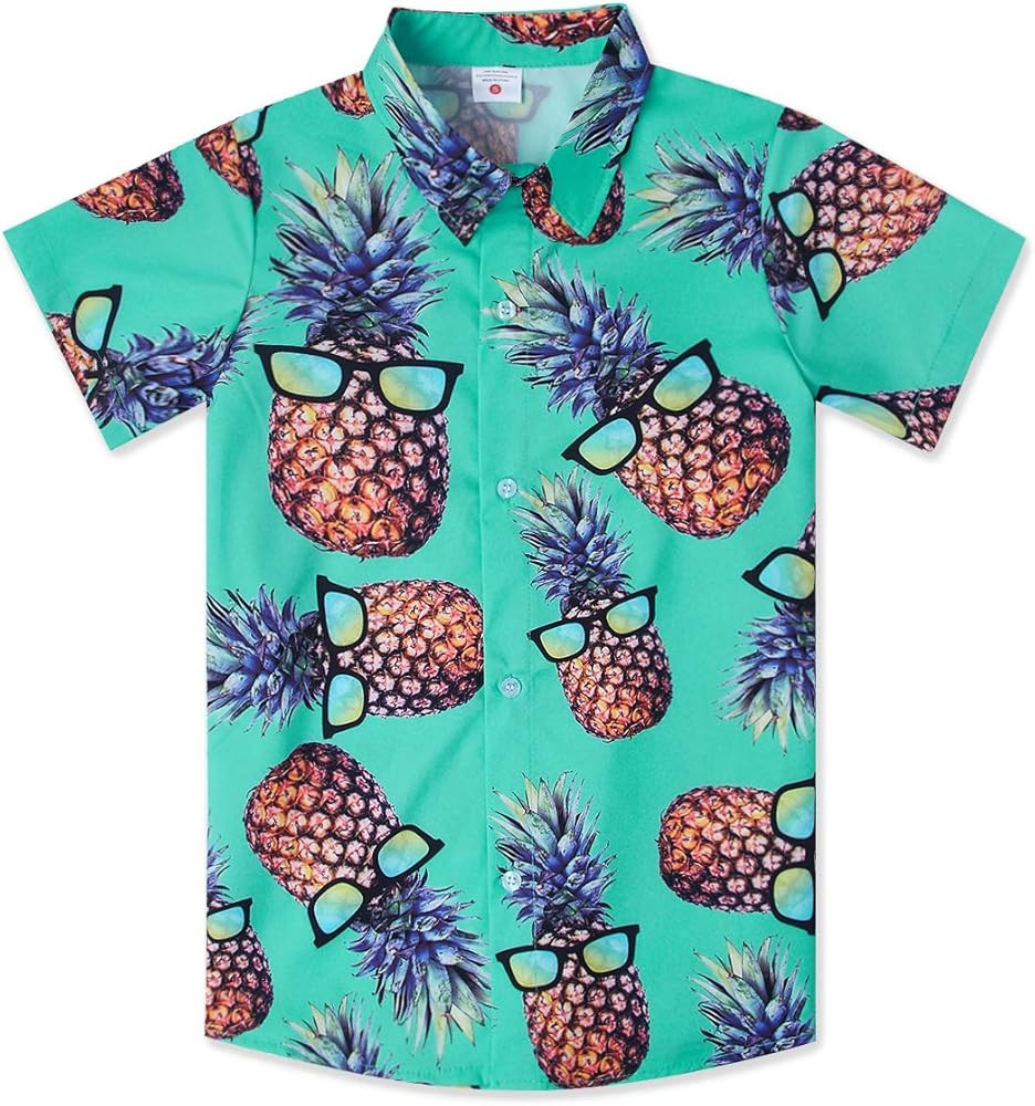 UNICOMIDEA Little & Big Boys Hawaiian Shirt Kids Tropical Luau 3D Print Button Down Shirts for 3-... | Amazon (US)