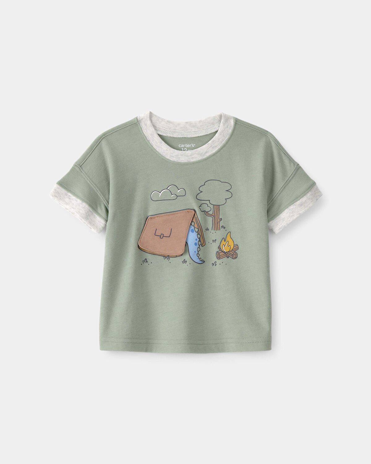 Baby Boy Camping Dinosaur Graphic Tee - Green | Carter's Inc