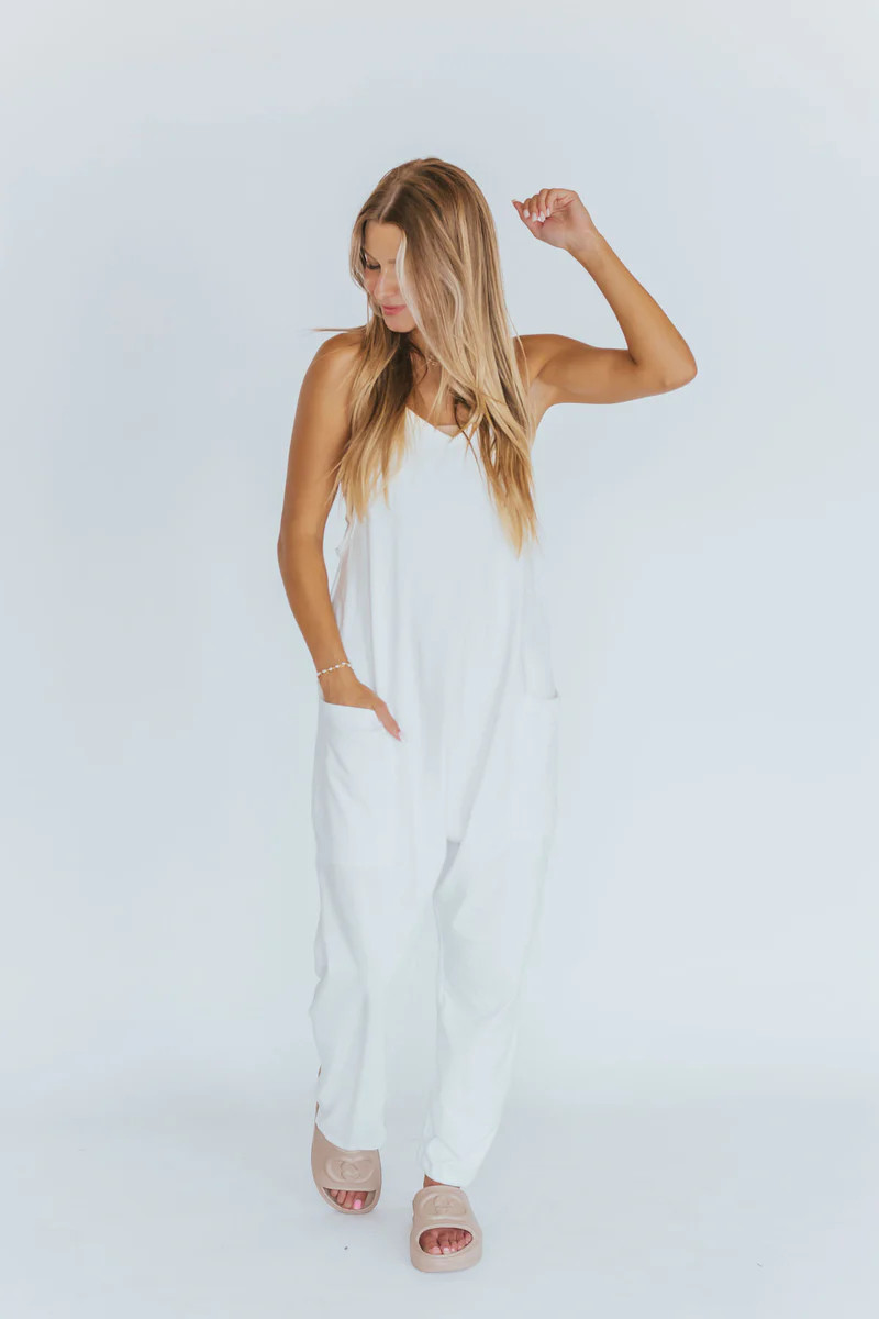 Laid-back Lifestyle Cream Drop Crotch Jumpsuit | Apricot Lane Boutique