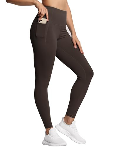 THE GYM PEOPLE Tummy Control Workout Leggings with Pockets High Waist Athletic Yoga Pants for Women Running, Fitness Brown | Amazon (US)