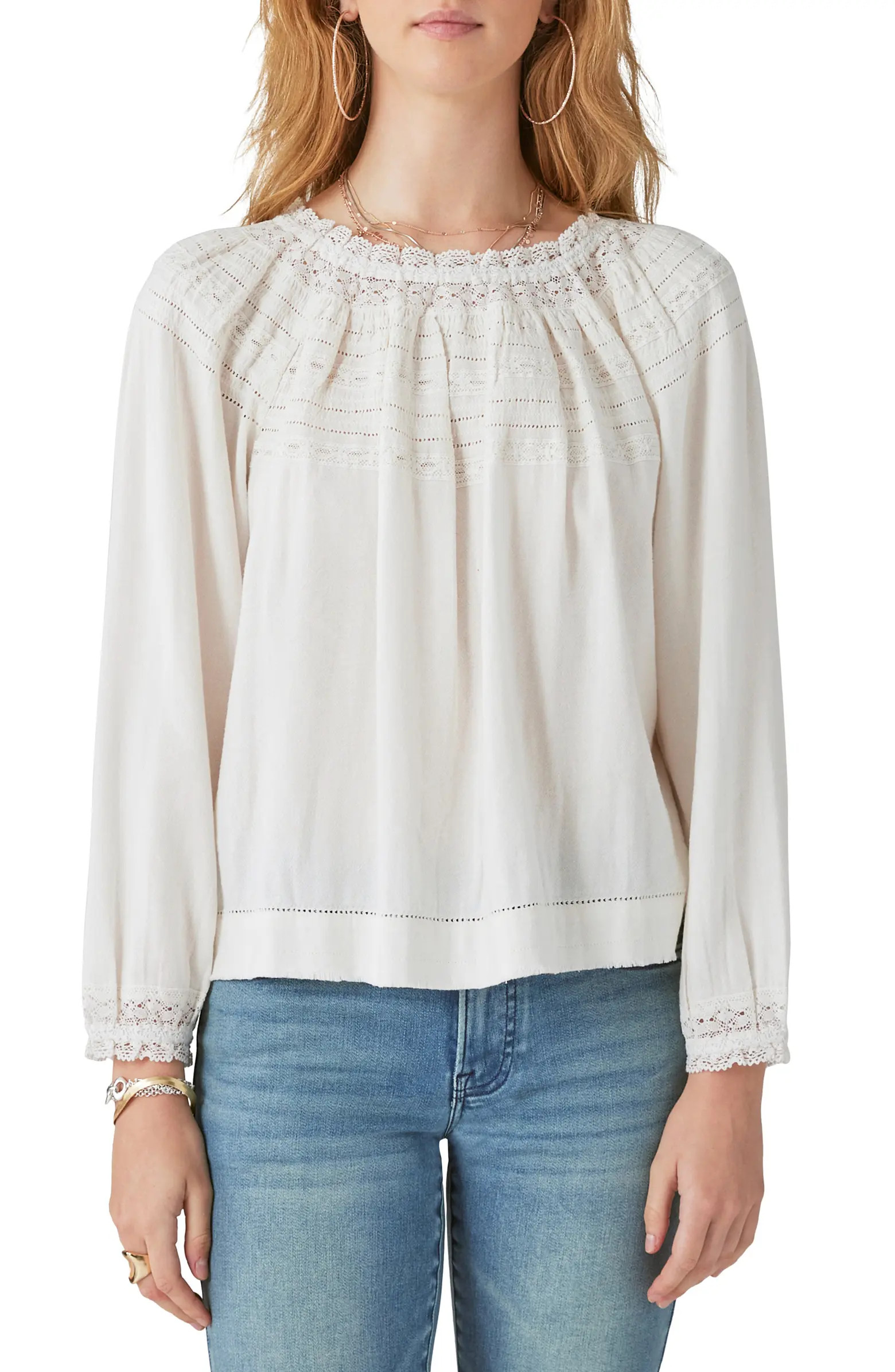 Lace Trim Peasant Blouse | Nordstrom Rack