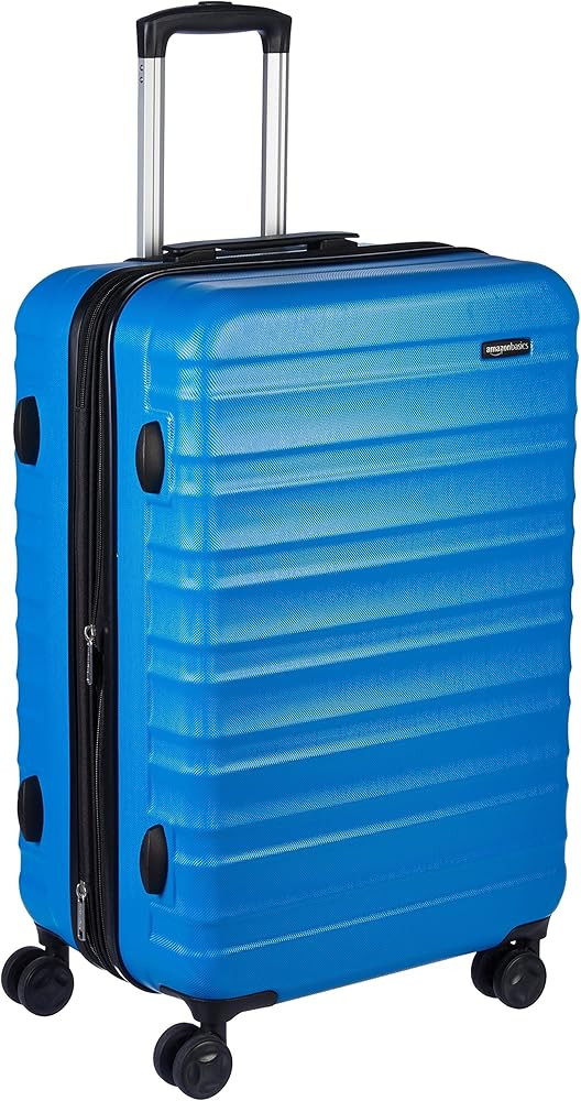 Amazon Basics Suitcase, Hardside Luggage with Spinner Wheels, Scratch-Resistant Surface, Light Bl... | Amazon (US)