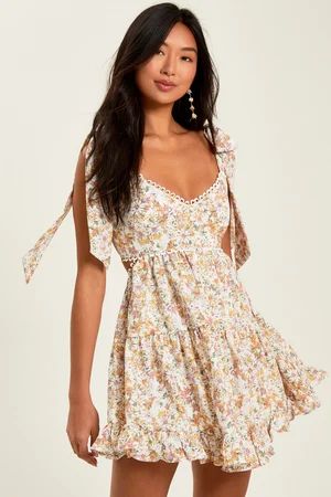 Stacey Floral Dress in Ivory & Pink | Altar'd State | Altar'd State