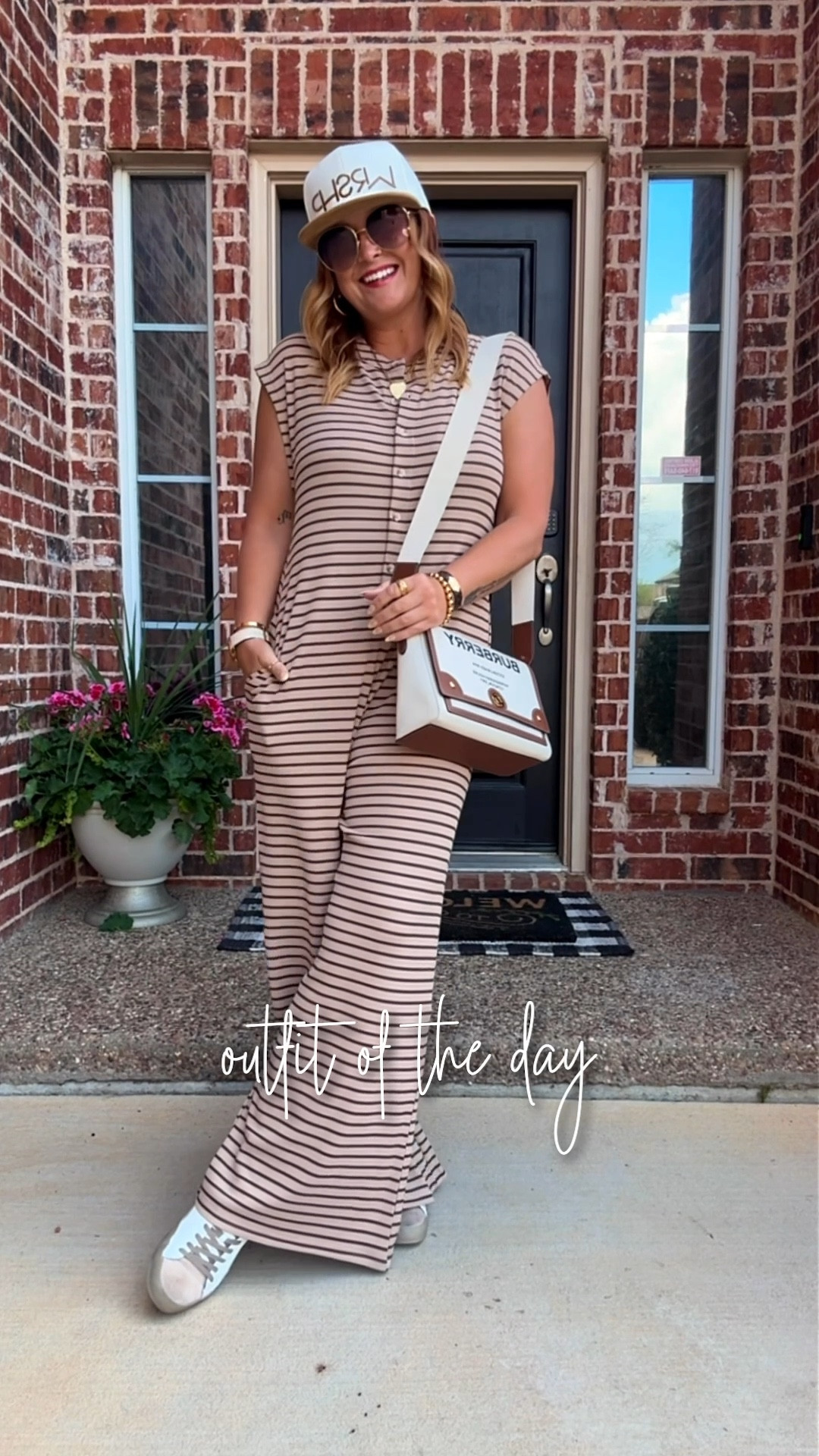 What I wore today! The cutest comfiest Amazon jumpsuit. 🤎 More sizes available in my sneakers on the Shu Shop website (unable to link). WRSHP hat is from Art of Homage. 

#LTKShoeCrush #LTKFindsUnder50 #LTKOver40