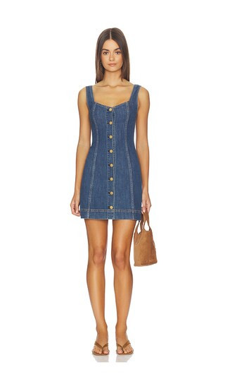 Alice + Olivia Bea Sweetheart Denim Mini Dress in Blue. - size 6 | Revolve Clothing (Global)