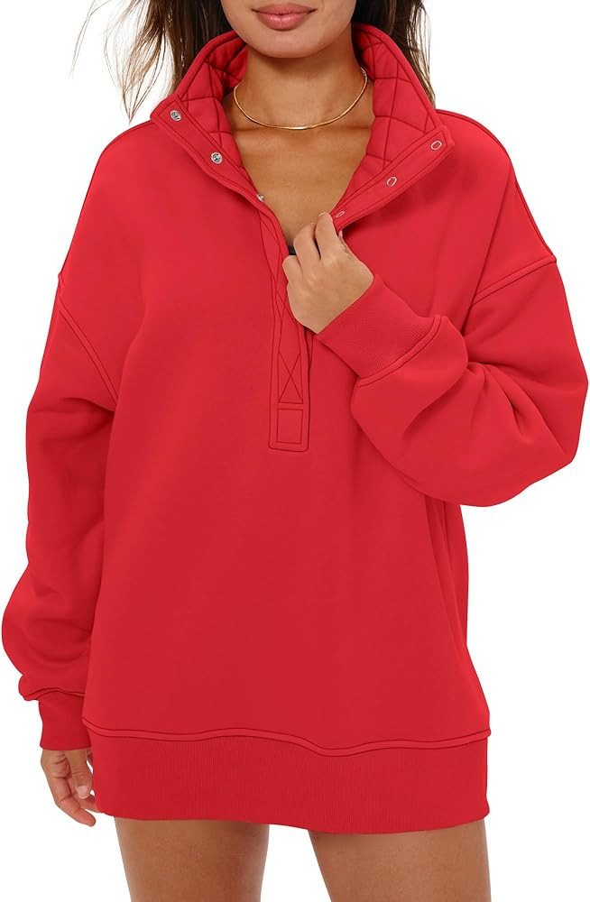 Locachy Women's Henley Neck Button Oversized Sweatshirt Casual Long Sleeve Pullover Tops 2026 Fas... | Amazon (US)