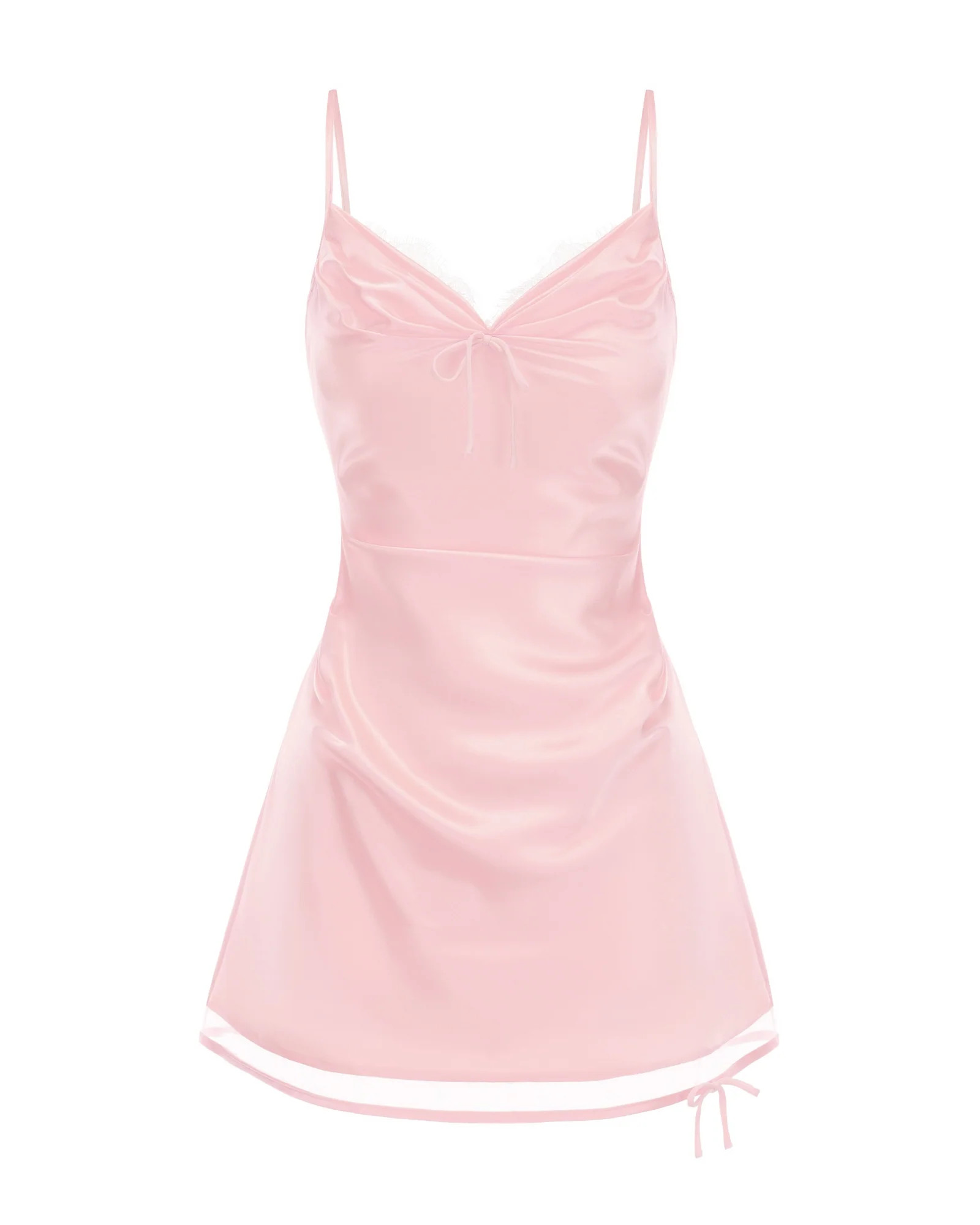 Amara Dress (Pink) | Blush Satin Mini Slip Dress | Nana Jacqueline