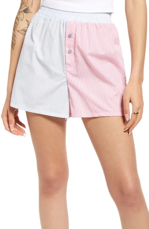 BP. Stripe Boyfriend Cotton Blend Pajama Shorts in Blue Dream Multi Feeder Stripe at Nordstrom, Size | Nordstrom